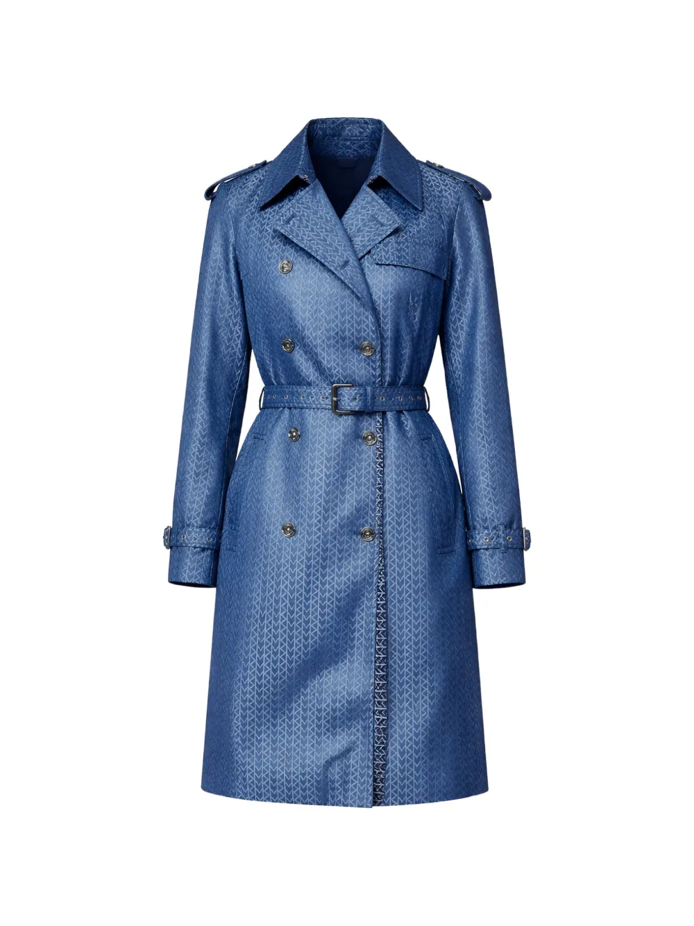 Michael Kors Logo-pattern Belted Trench Coat In Blue
