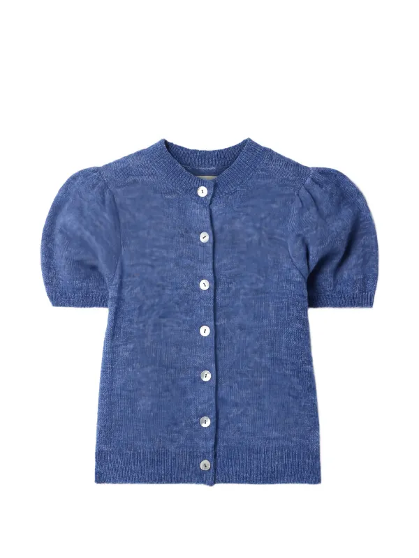 Dôen Anisa Puff-sleeve Cardigan in Blue