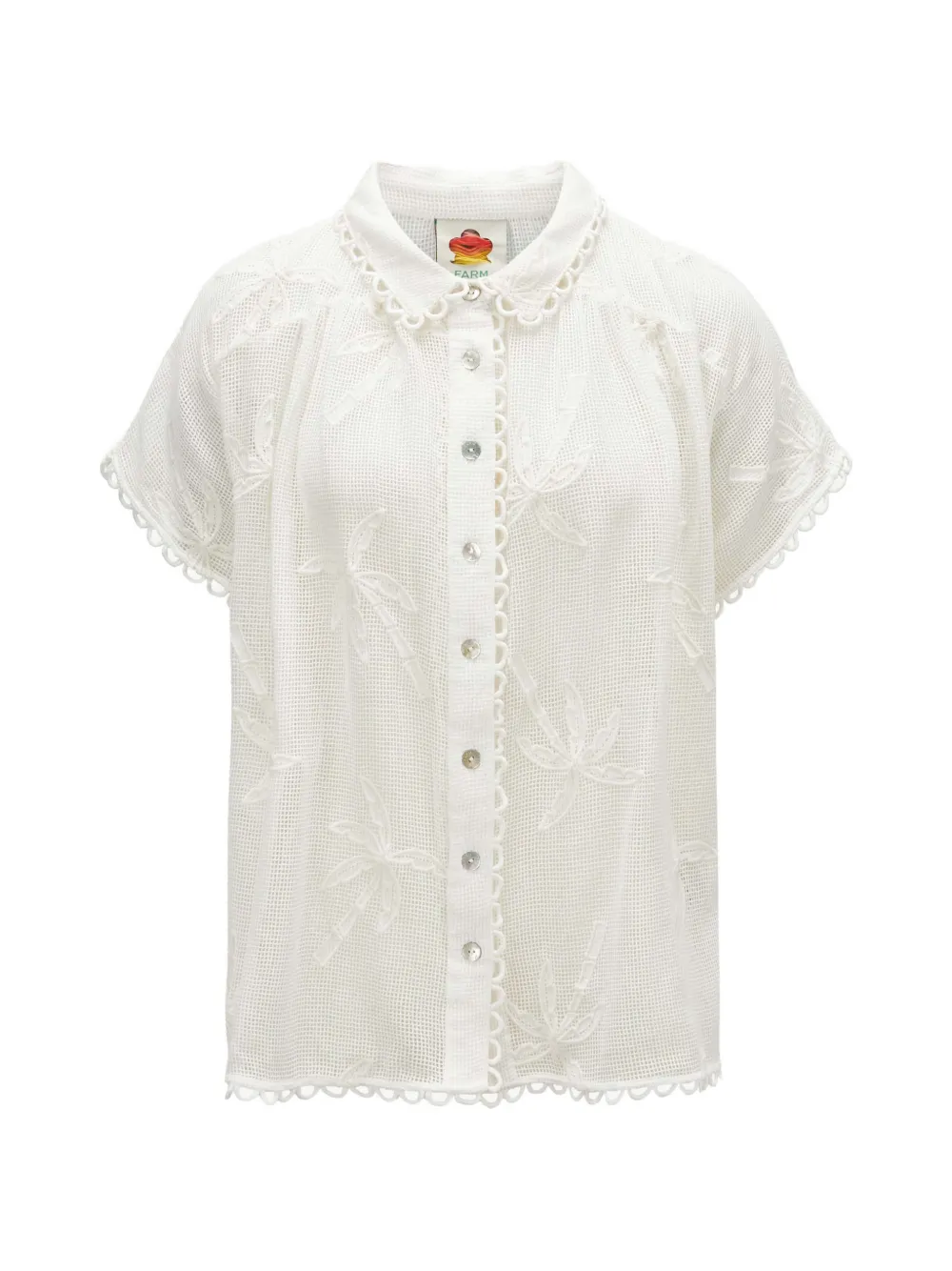 FARM Rio palm trees scalloped shirt - Bianco