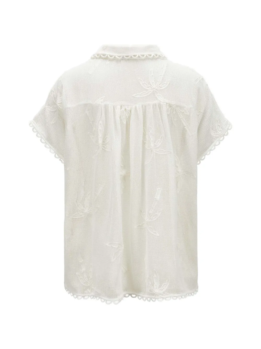 FARM Rio Gewelfde blouse met palmboomprint Wit
