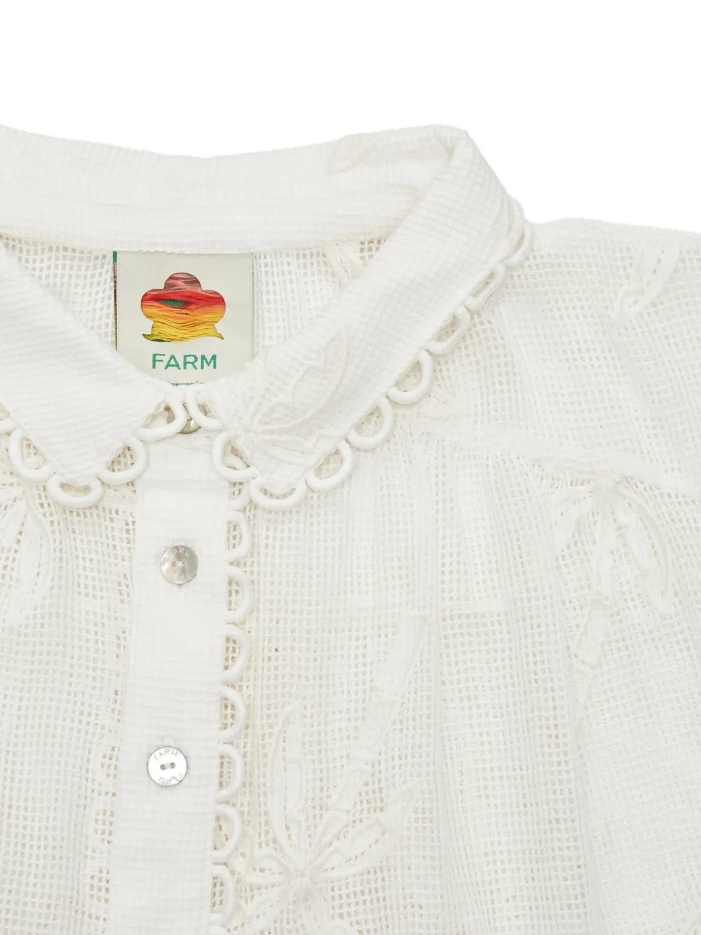 FARM Rio Gewelfde blouse met palmboomprint Wit