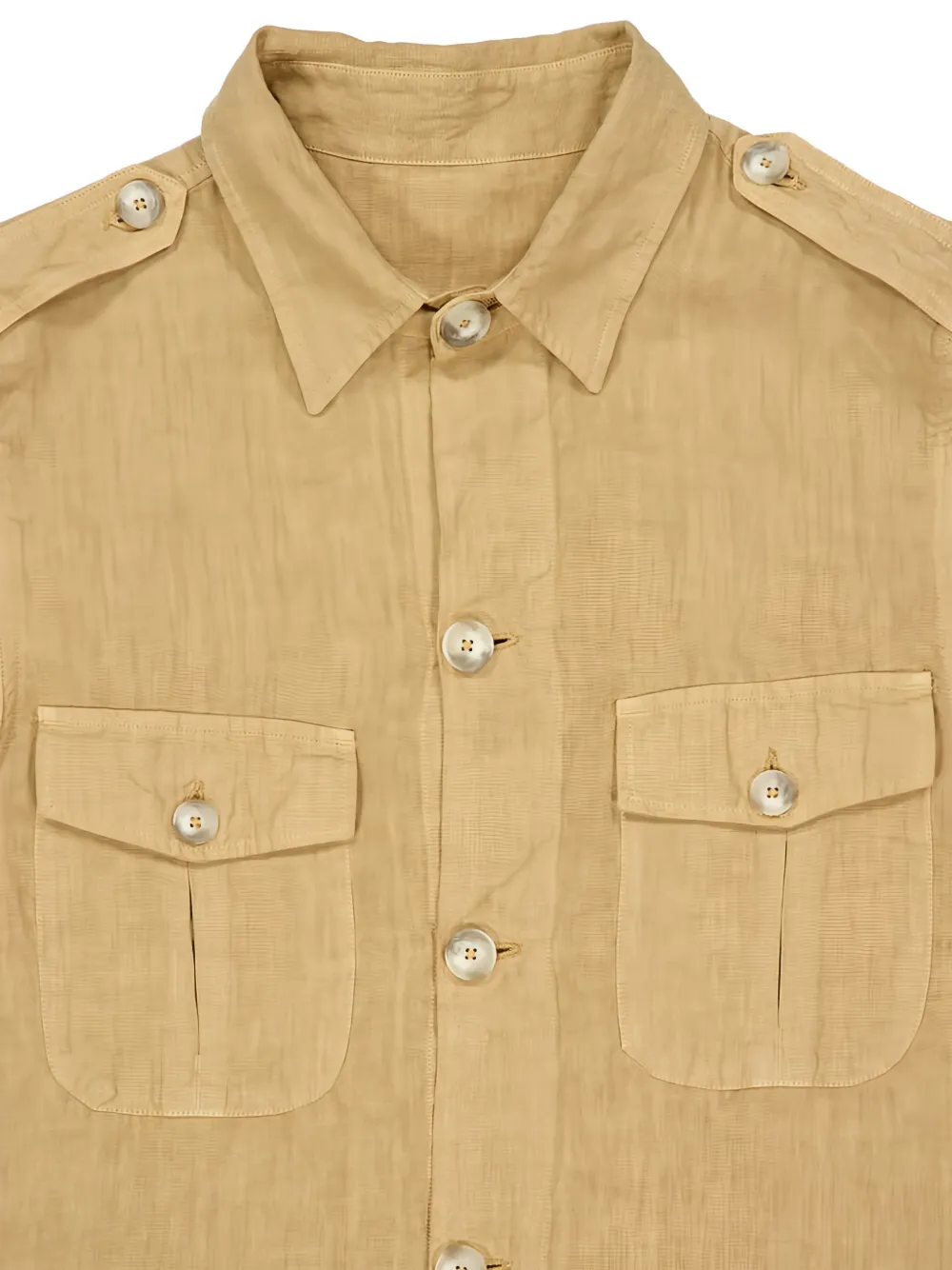  120% Lino Button Multiple Pocket Jacket - Neutrals 