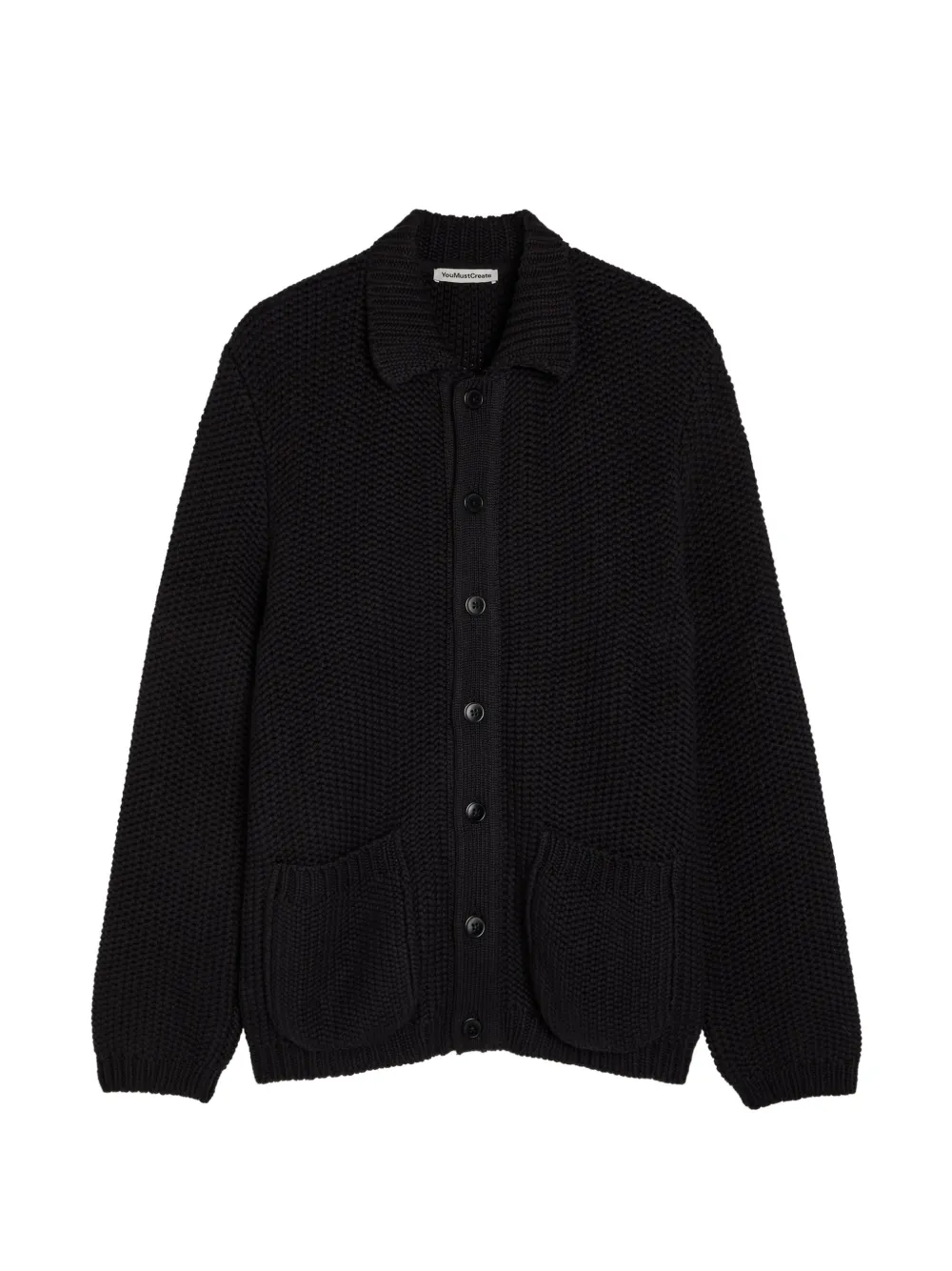 YMC patch-pocket knitted cardigan - Nero