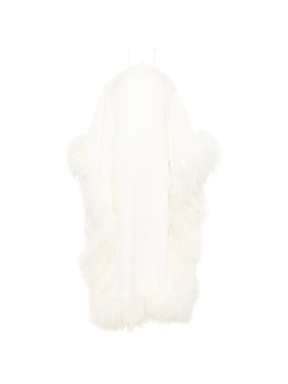 Taller Marmo feather trim maxi dress - Bianco