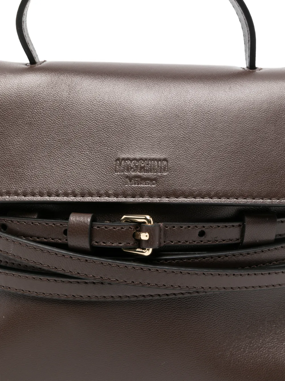 Moschino Leren mini-tas met gesp Bruin