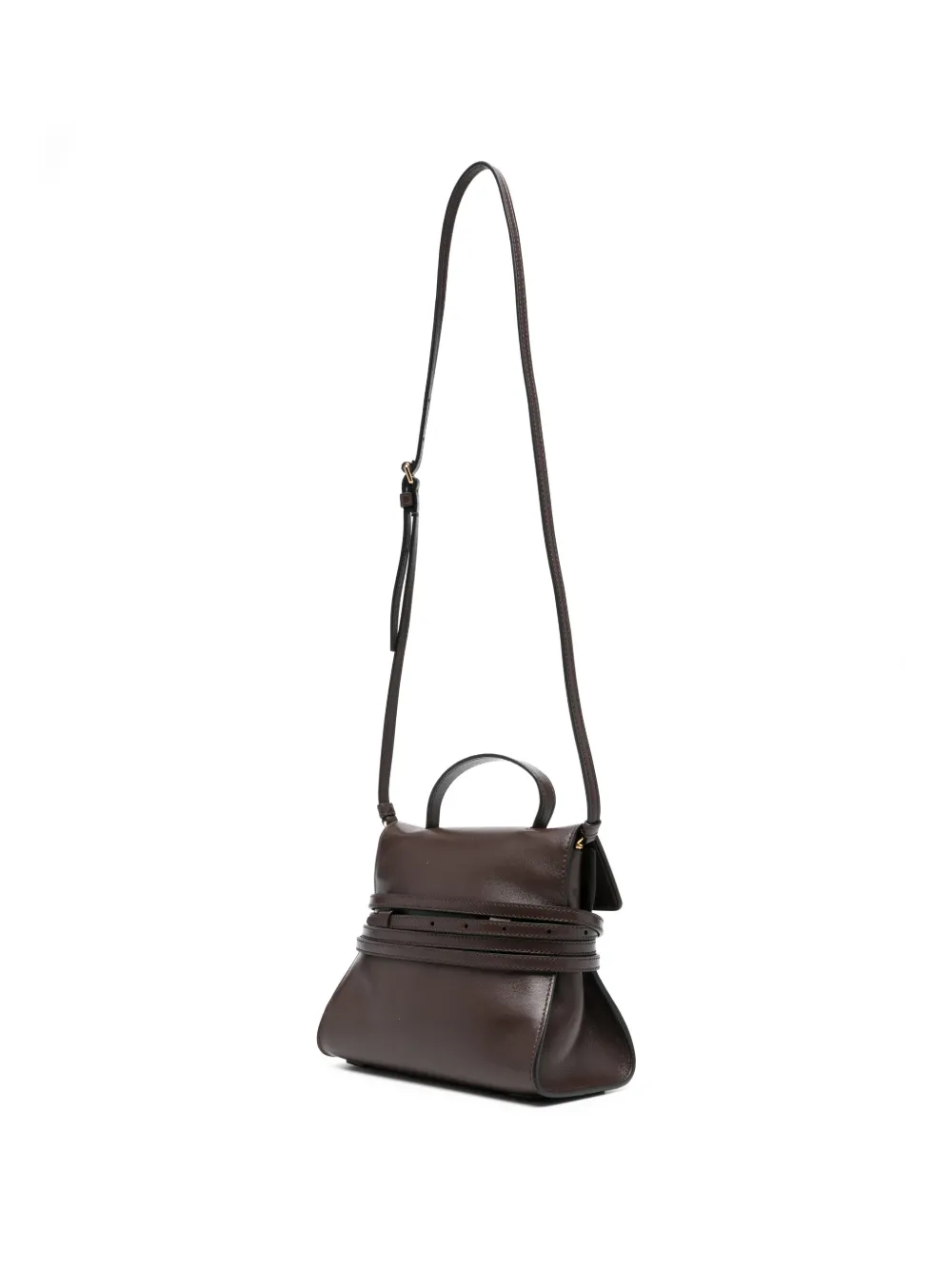 Moschino Leren mini-tas met gesp Bruin