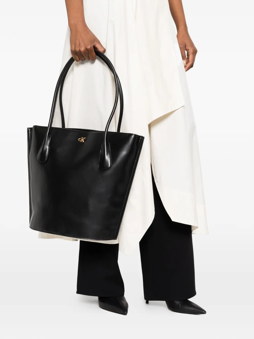  Calvin Klein Medium Logo-detail Tote Bag - Black 