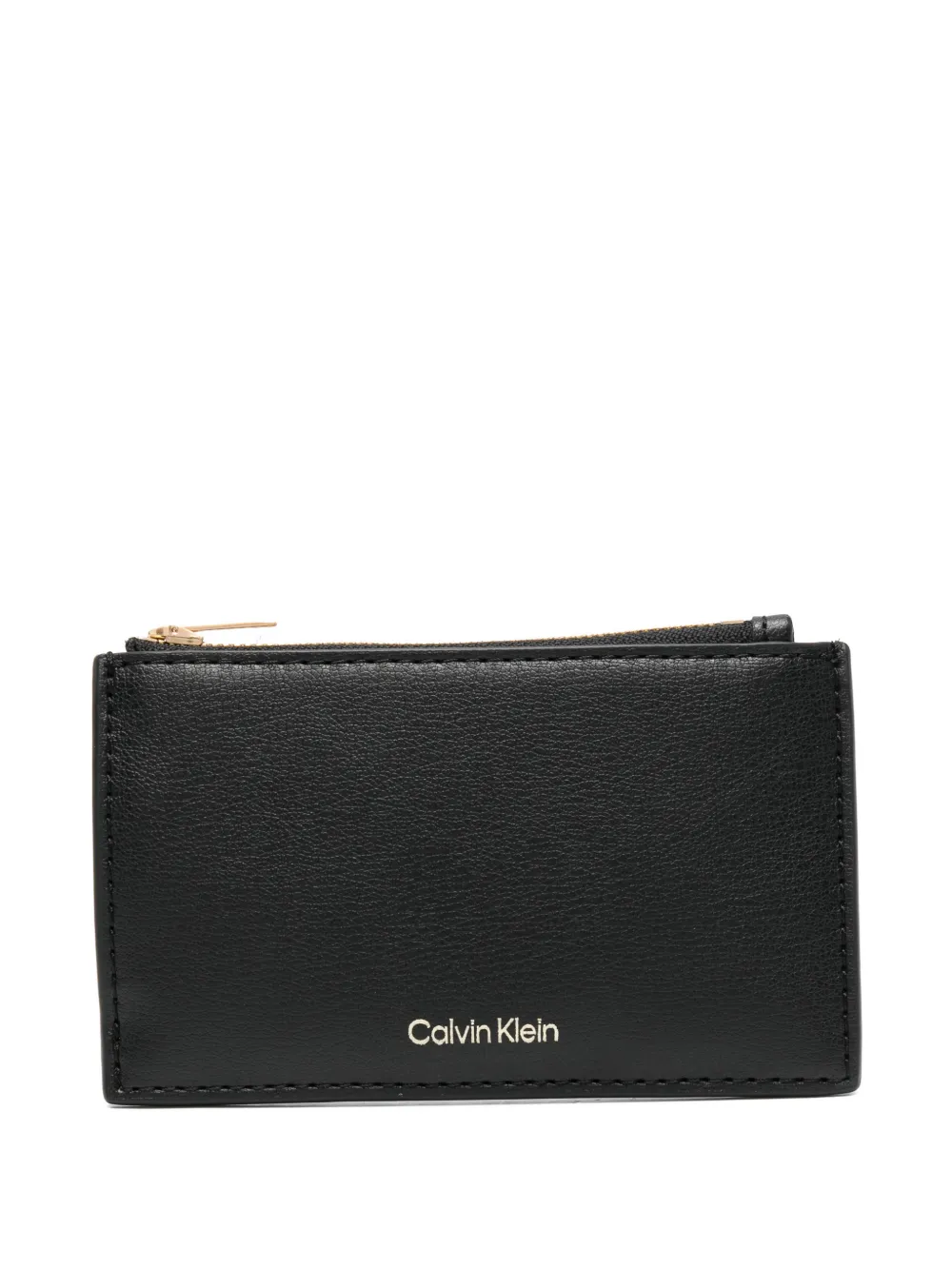Calvin Klein foil-logo top-zip card holder - Nero