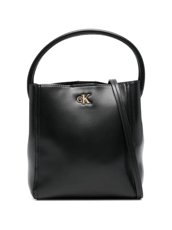 Calvin Klein Logo Bucket Tote Bag in Black