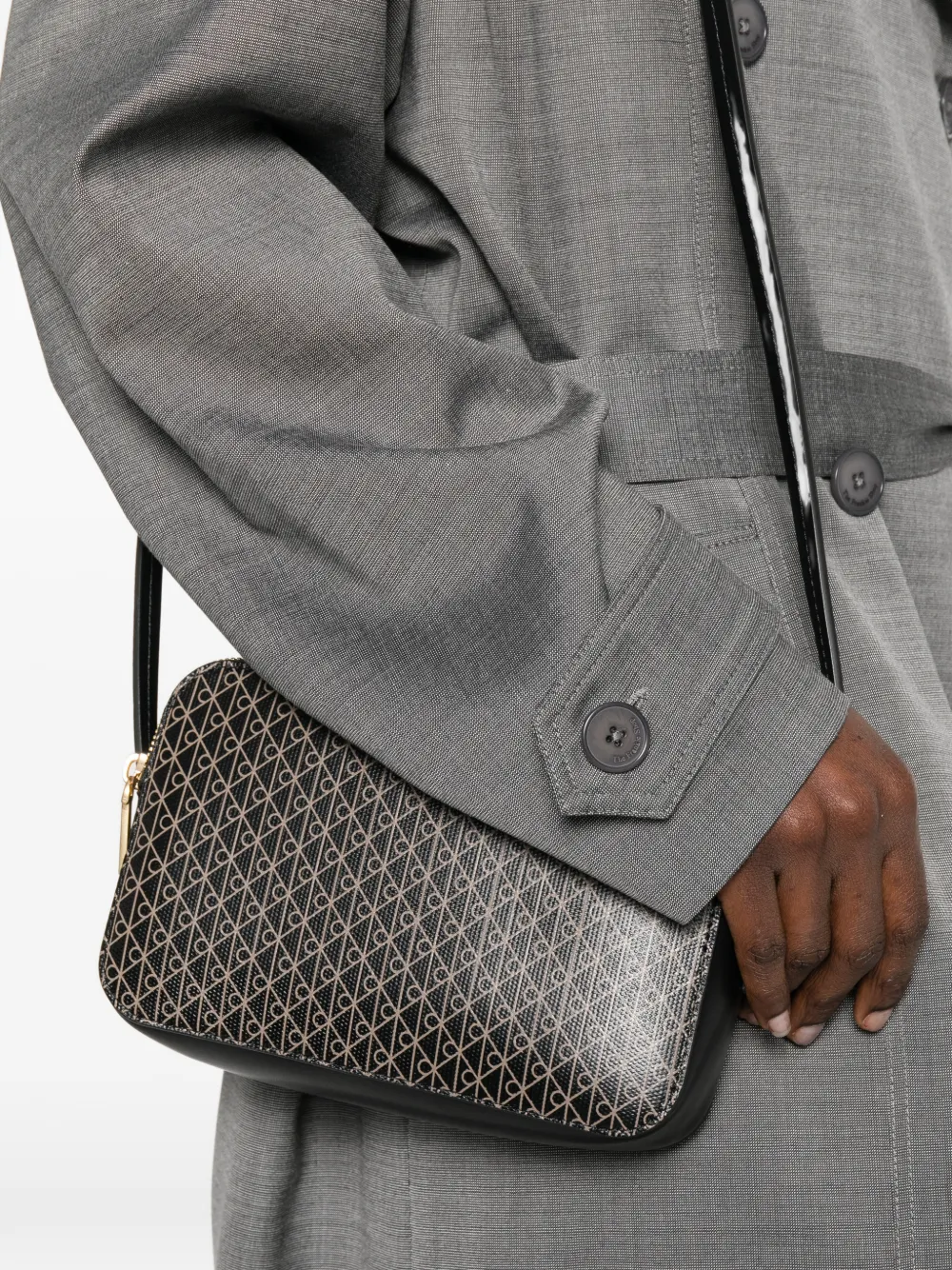 Calvin Klein Lange crossbodytas met embleem Zwart