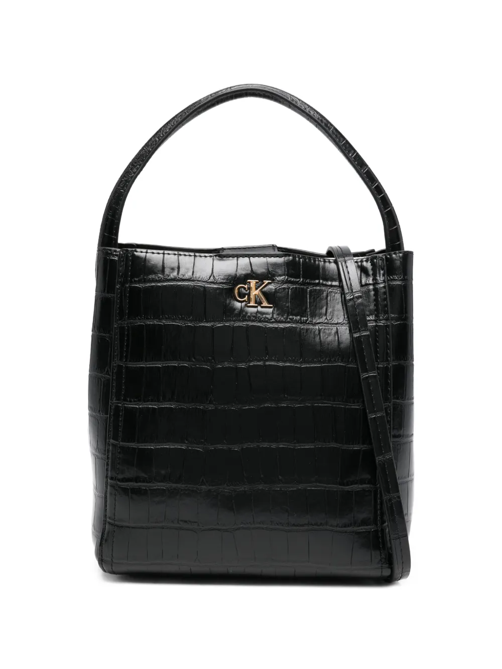 Calvin Klein croc bucket strap tote bag - Nero