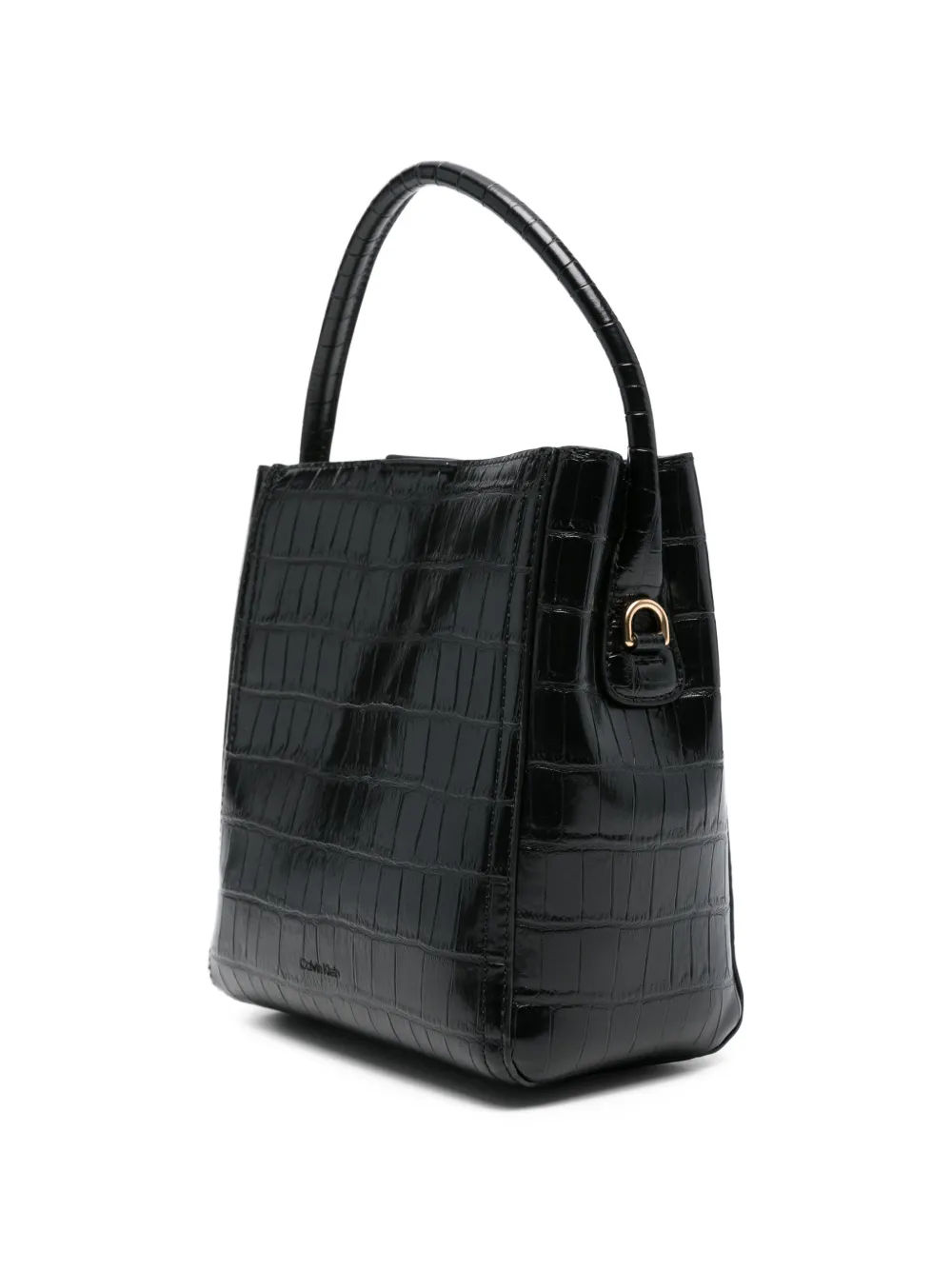  Calvin Klein Croc Bucket Strap Tote Bag - Black 