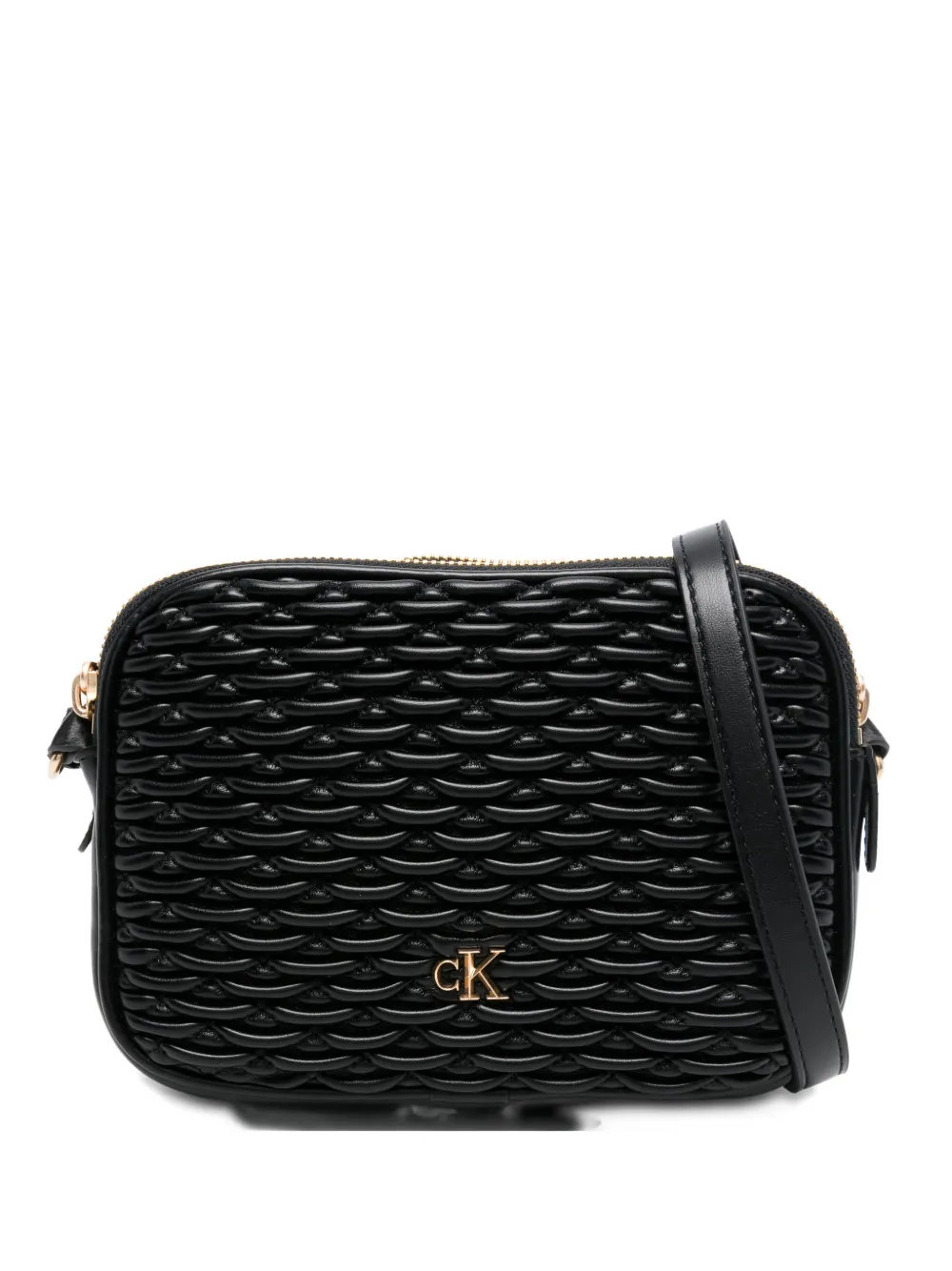 Calvin Klein pleated double zip crossbody bag - Nero