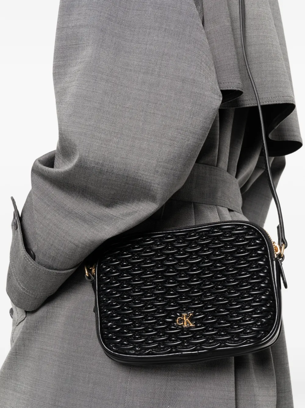 Calvin Klein Geplooide crossbodytas met dubbele rits Zwart