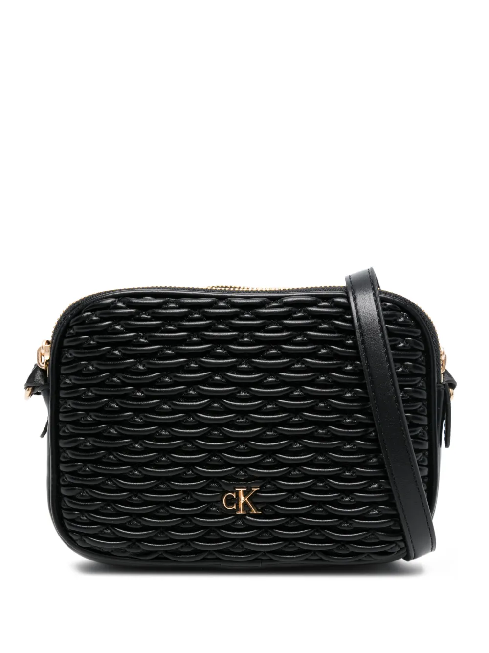 Calvin Klein pleated double zip crossbody bag - Nero