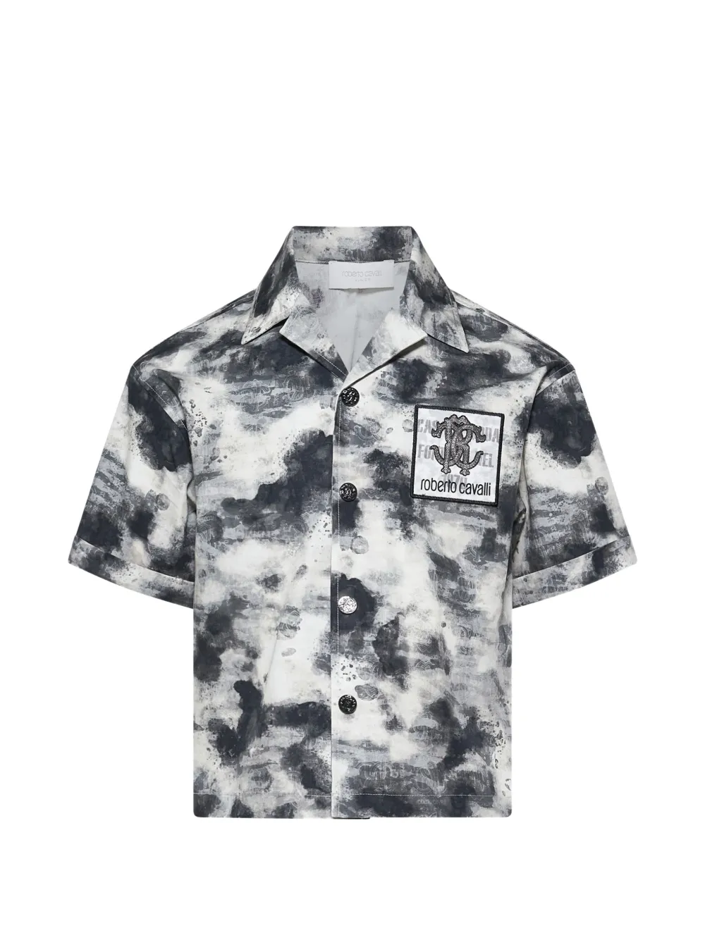 Roberto Cavalli Junior logo-patch shirt - Nero