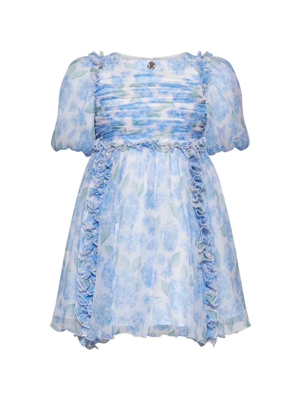 Roberto Cavalli Junior ruffled floral dress - Bianco