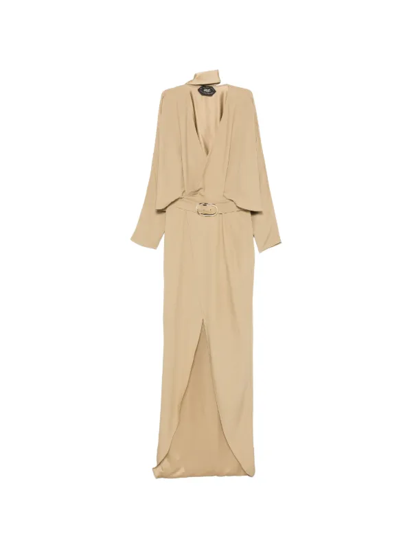 Taller Marmo Belted Split Maxi Dress in Green