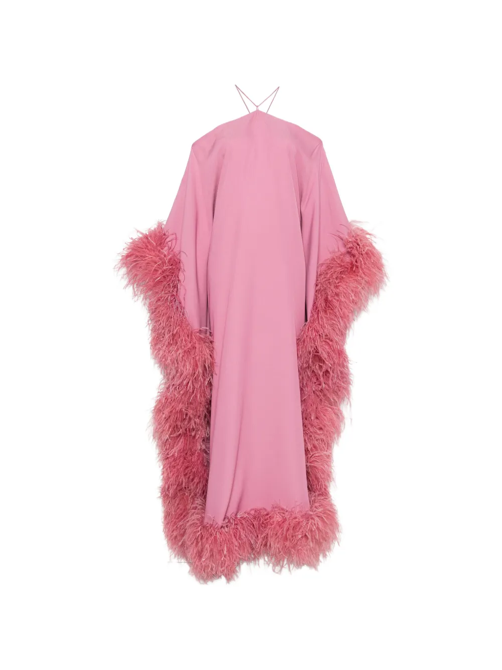 Taller Marmo feather-trim halterneck maxi dress - Rosa