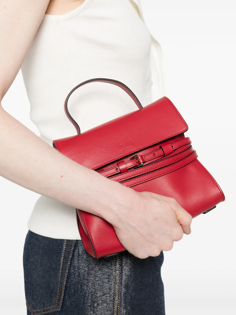 Moschino Kleine Tie Me leren tas Rood
