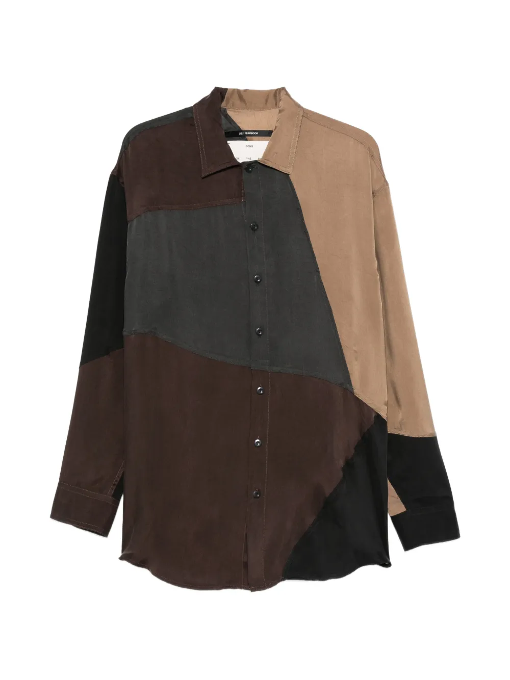 Song For The Mute patchwork button-fastening shirt - Marrone