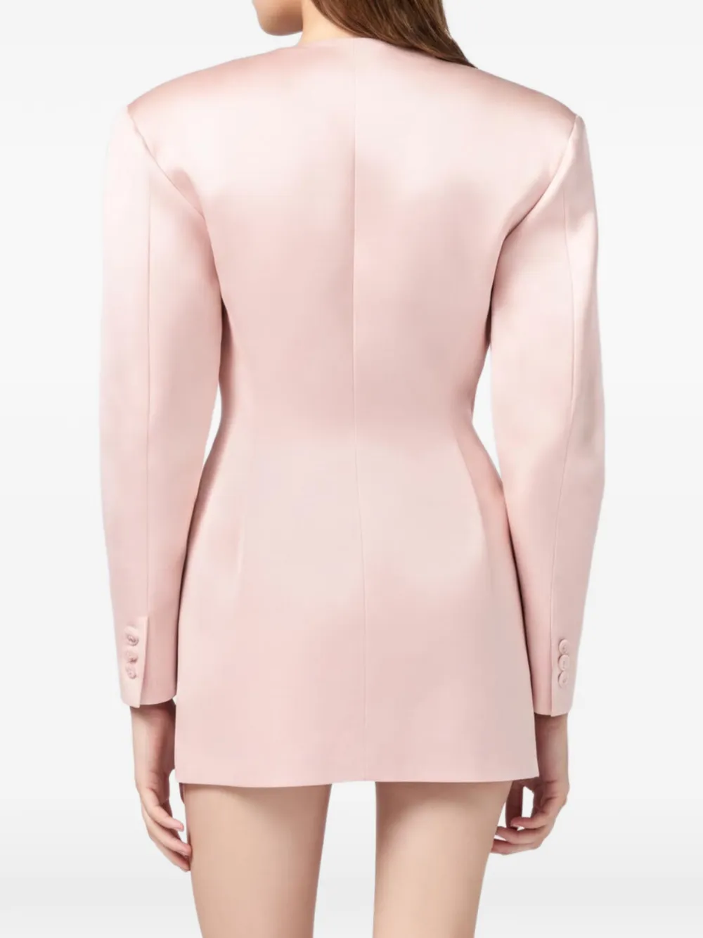 THE ANDAMANE Alexis satijnen mini-jurk met dubbele rij knopen Roze