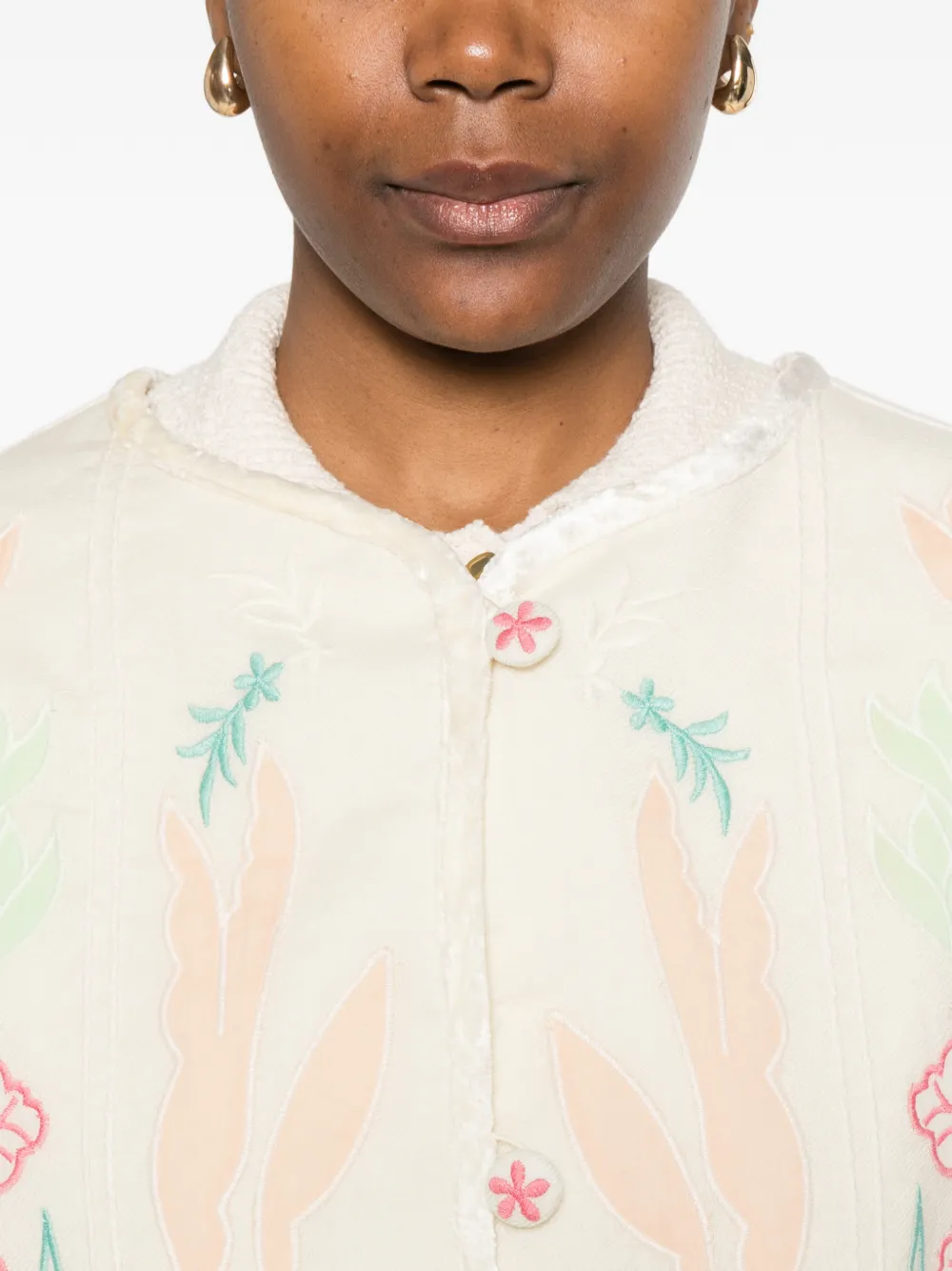 Forte Jack met geborduurde bloemen Beige