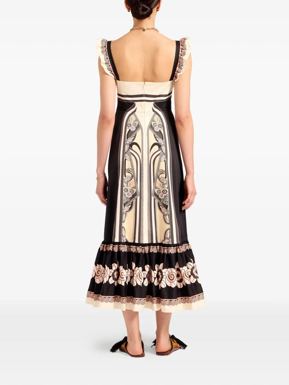 La DoubleJ Gingerbread jurk met ruches en bloemenprint Zwart
