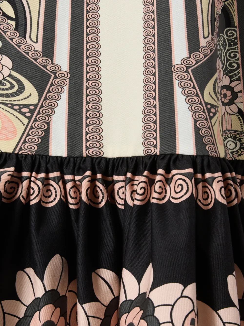 La DoubleJ Gingerbread jurk met ruches en bloemenprint Zwart