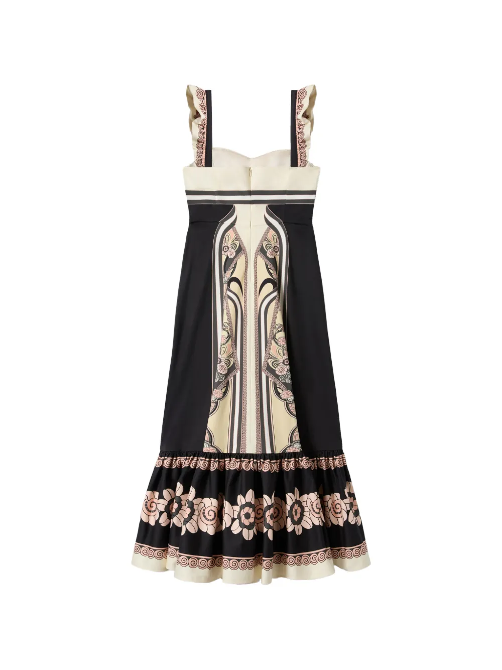 La DoubleJ Gingerbread jurk met ruches en bloemenprint Zwart