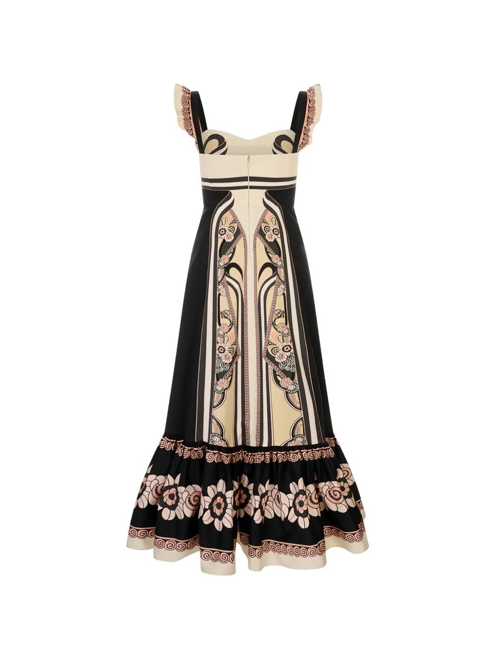 La DoubleJ Gingerbread jurk met ruches en bloemenprint Zwart