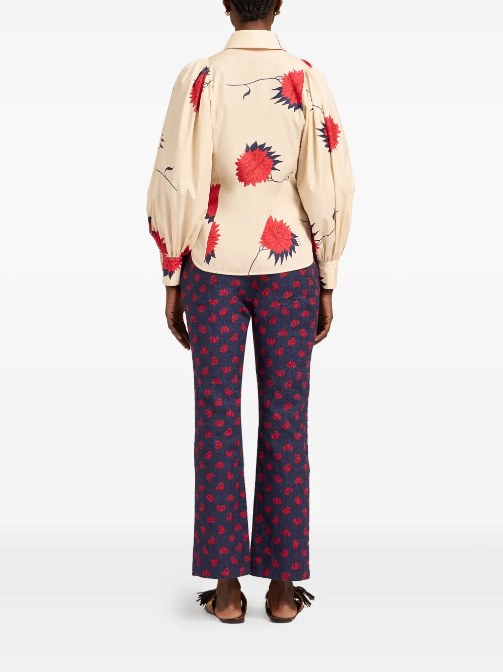 La DoubleJ Broek met bloemen Blauw