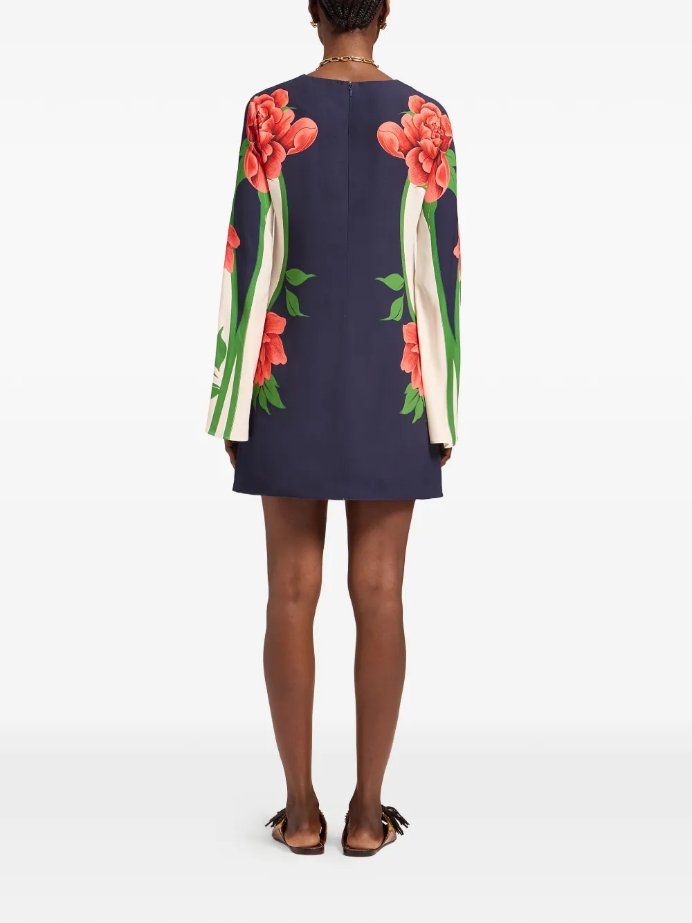 La DoubleJ Jurk met bloemenprint en klokmouwen Blauw