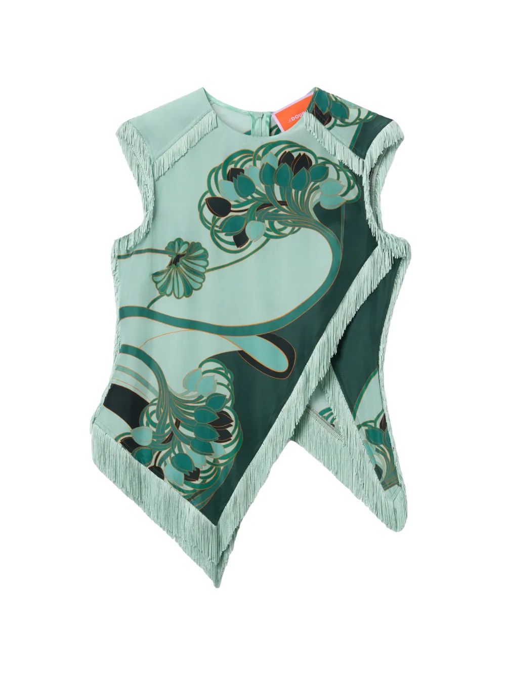 La DoubleJ fringed floral top - Verde