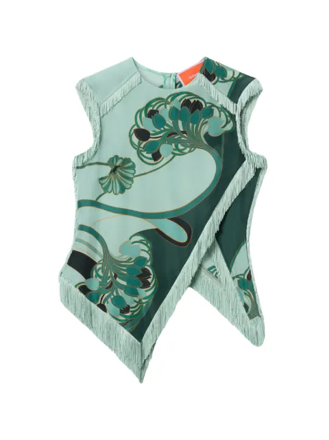 La DoubleJ fringed floral top