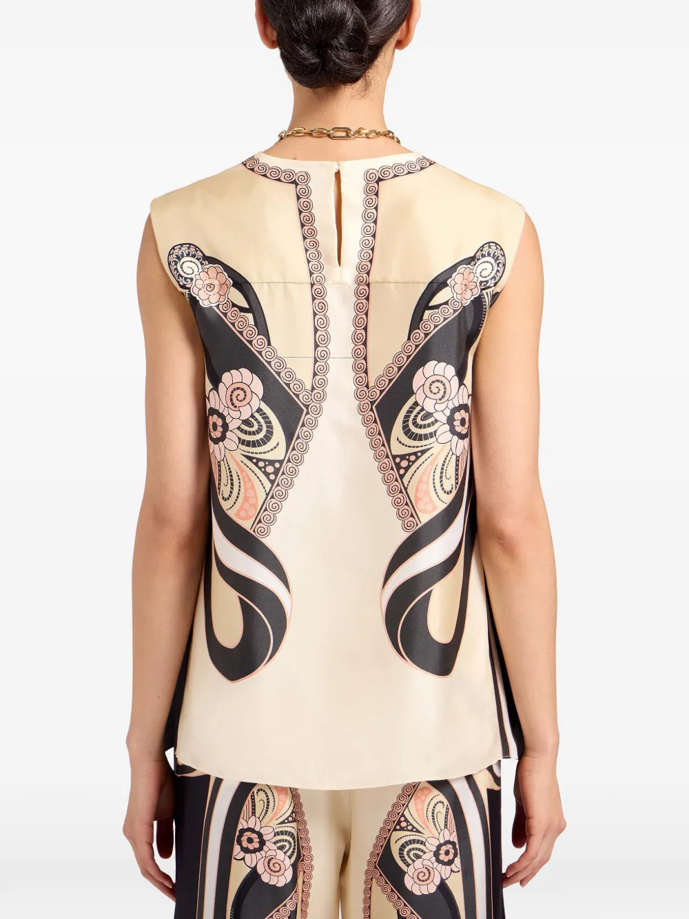 La DoubleJ Shirt met bloemenprint Beige