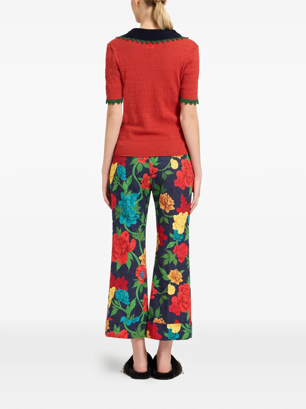 La DoubleJ Broek met bloemen Blauw