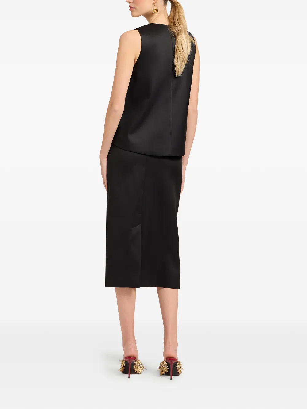 La DoubleJ Rok met bloemen jacquard Zwart