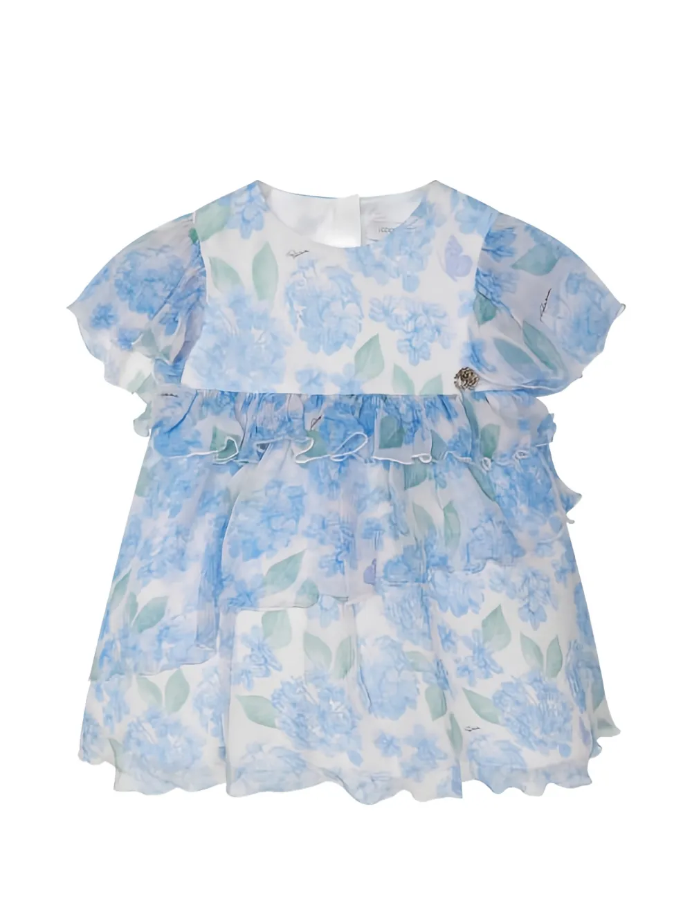 Roberto Cavalli Junior ruffled floral dress - Bianco