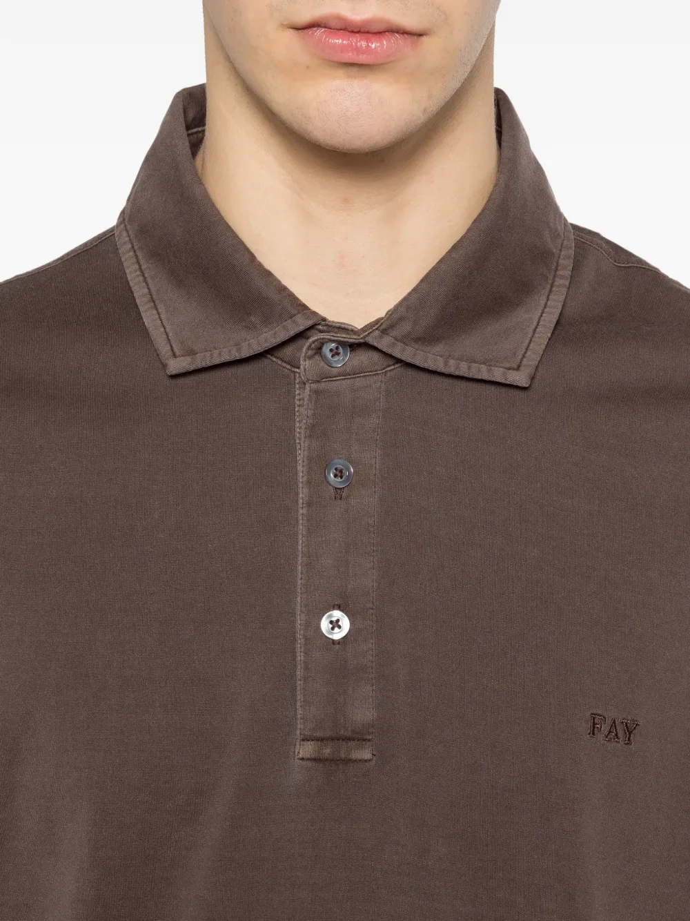 Fay Poloshirt met knopen Bruin