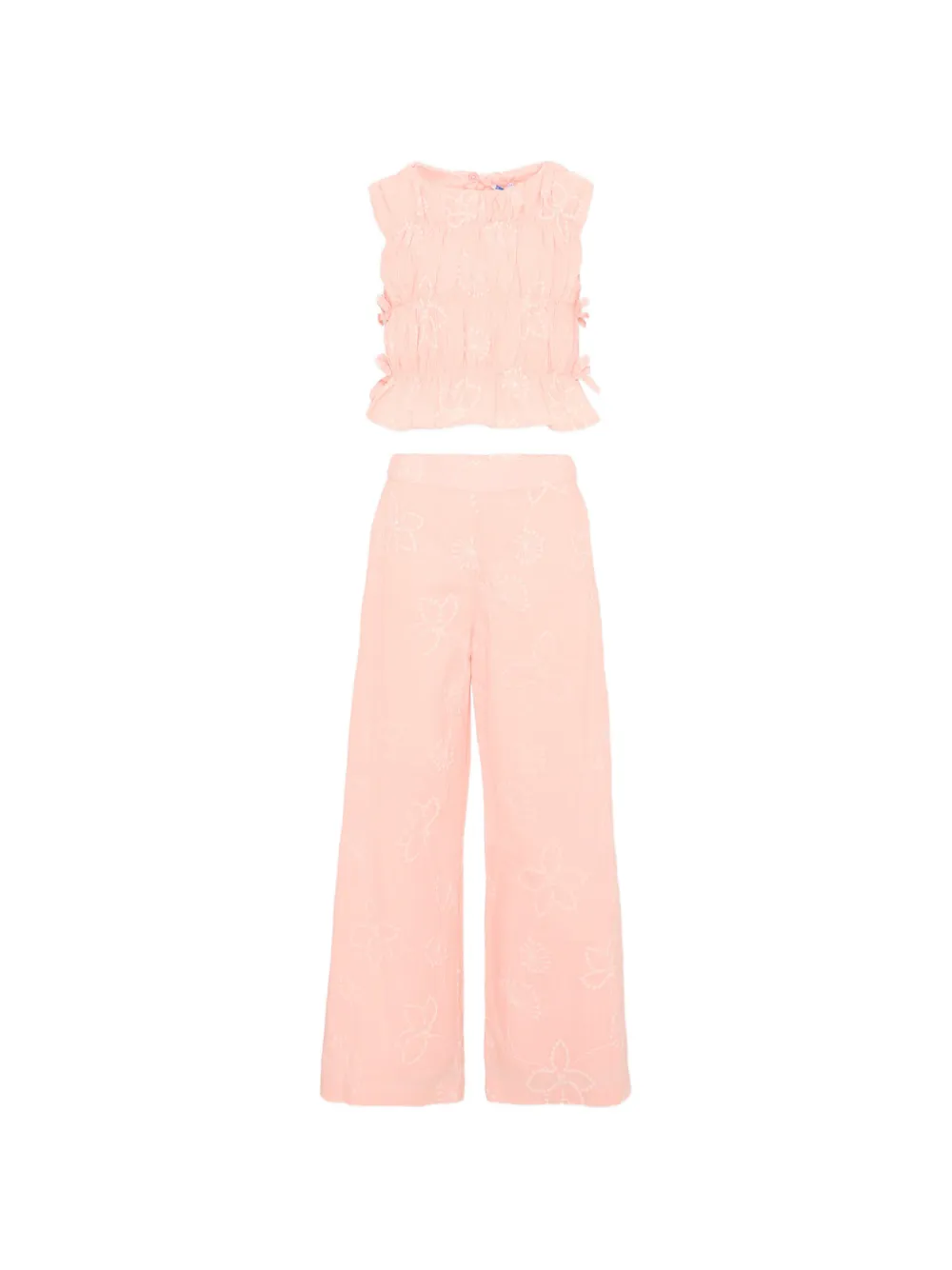 Mayoral floral-embroidered trousers set - Rosa