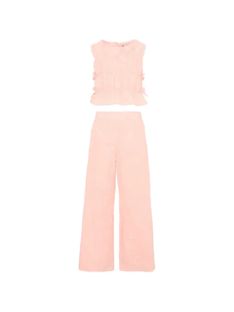 Mayoral floral-embroidered trousers set