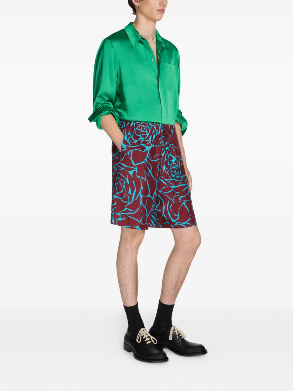  Dries Van Noten Floral-print Shorts - Red 