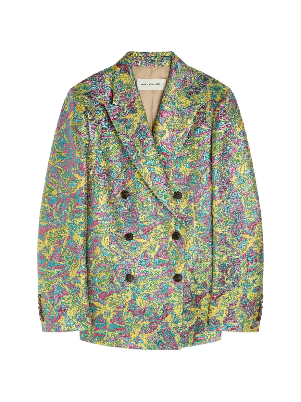DRIES VAN NOTEN Blazer doppiopetto con motivo jacquard - Giallo