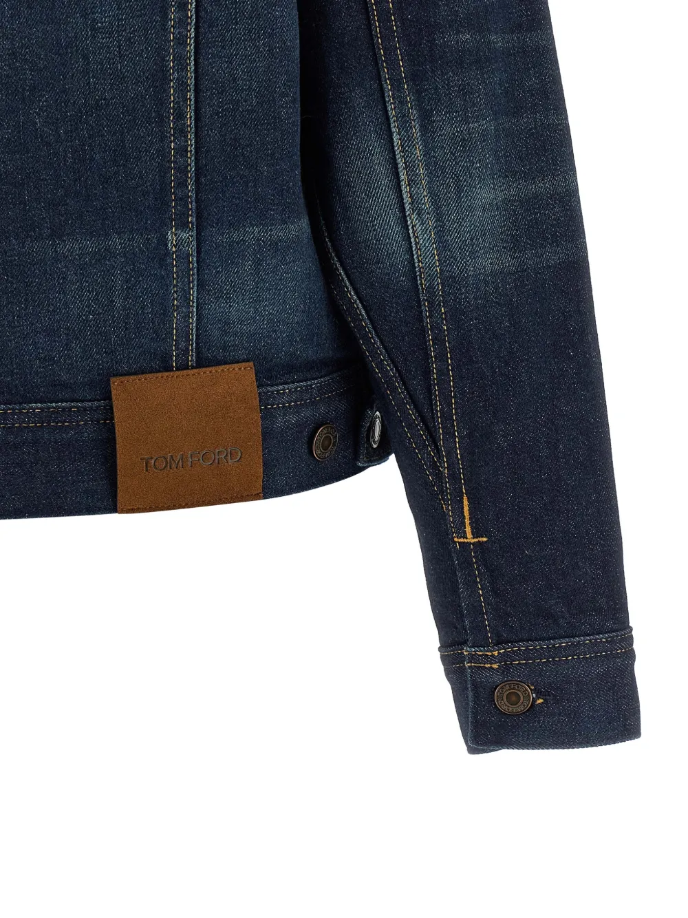 TOM FORD Japanese denim jack met contrasterend stiksel Blauw