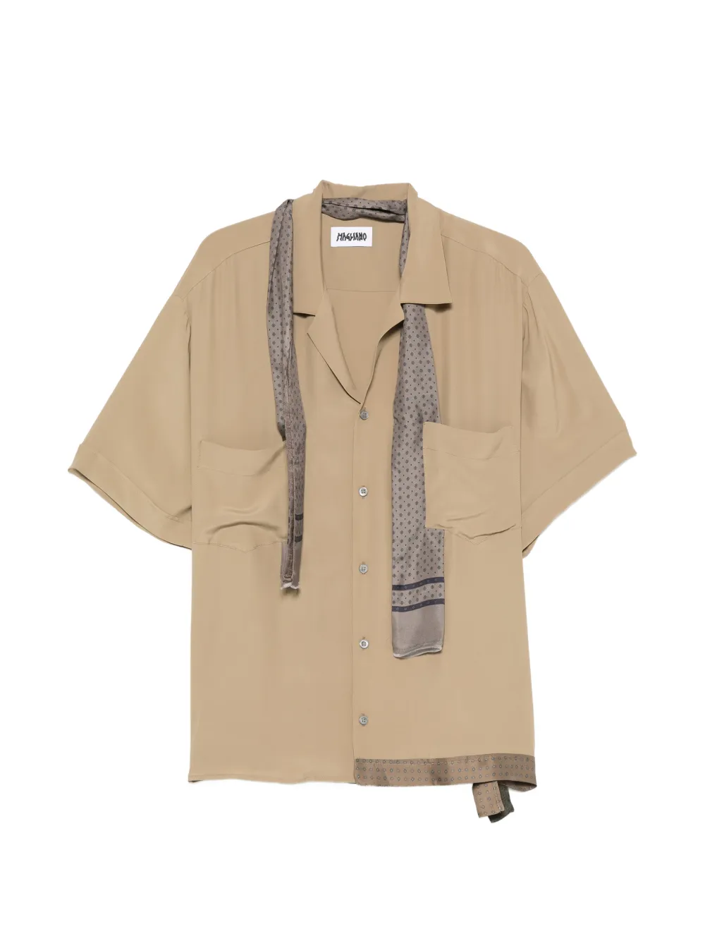 Magliano Pasolini scarf-detail short-sleeve shirt - Toni neutri
