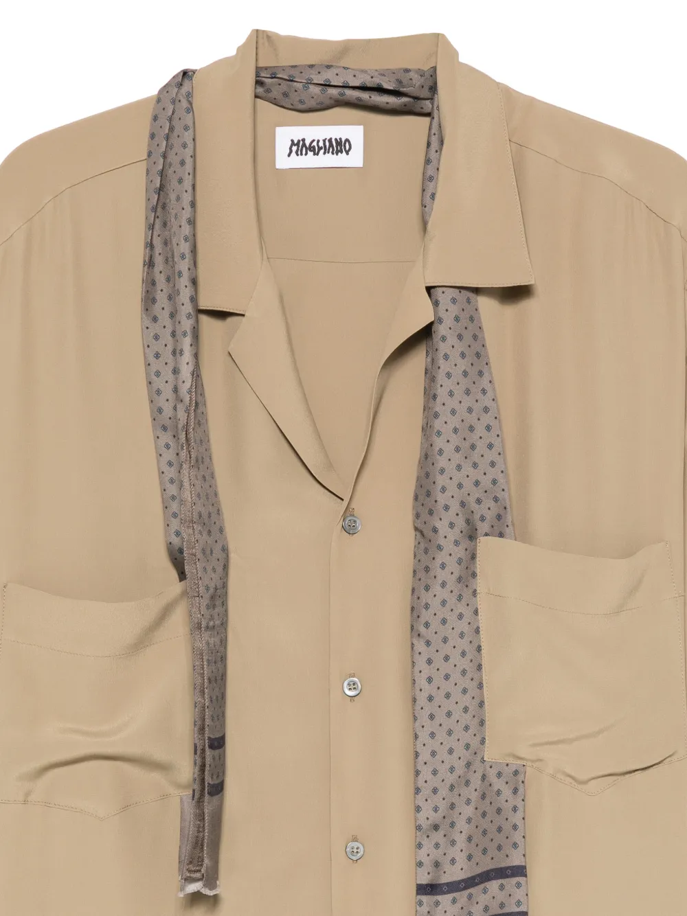 Magliano Pasolini overhemd met sjaaldetail en korte mouwen Beige