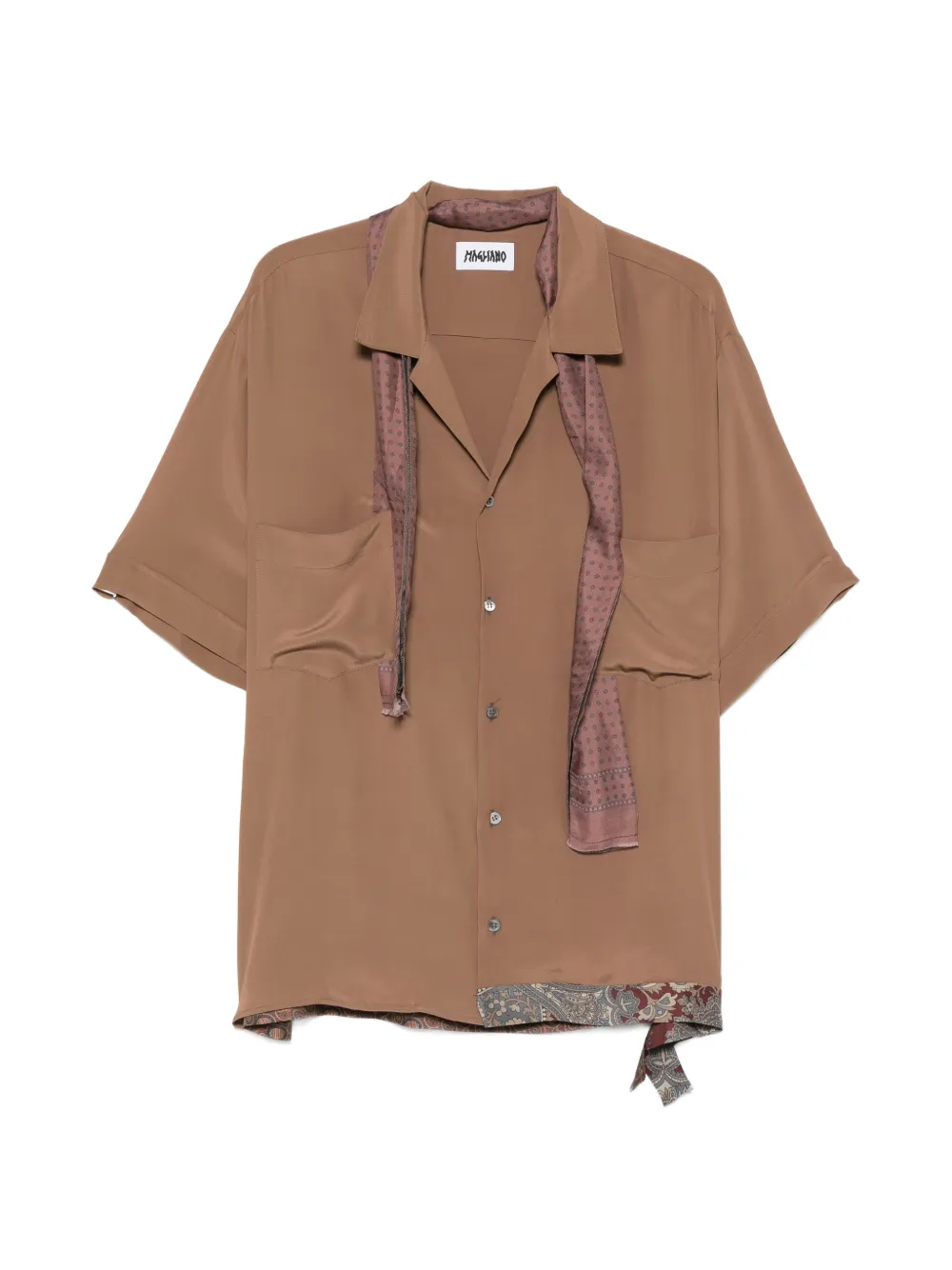Magliano Posilini scarf-detail chest-pocket shirt - Toni neutri