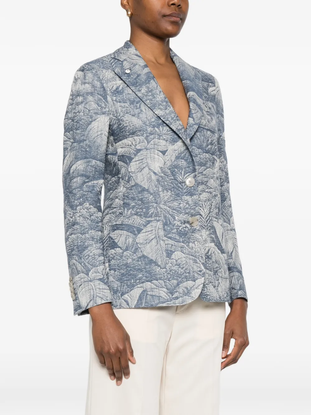  L.b.m. 1911 Floral-jacquard Single-breasted Blazer - Blue 