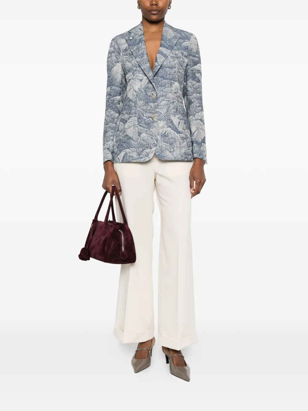  L.b.m. 1911 Floral-jacquard Single-breasted Blazer - Blue 
